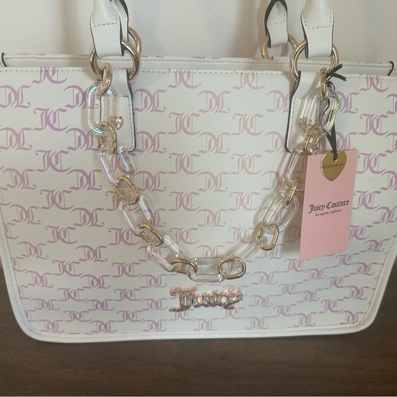 Juicy Couture White and Pink Logo Shoulder Bag - Picture 2 of 5